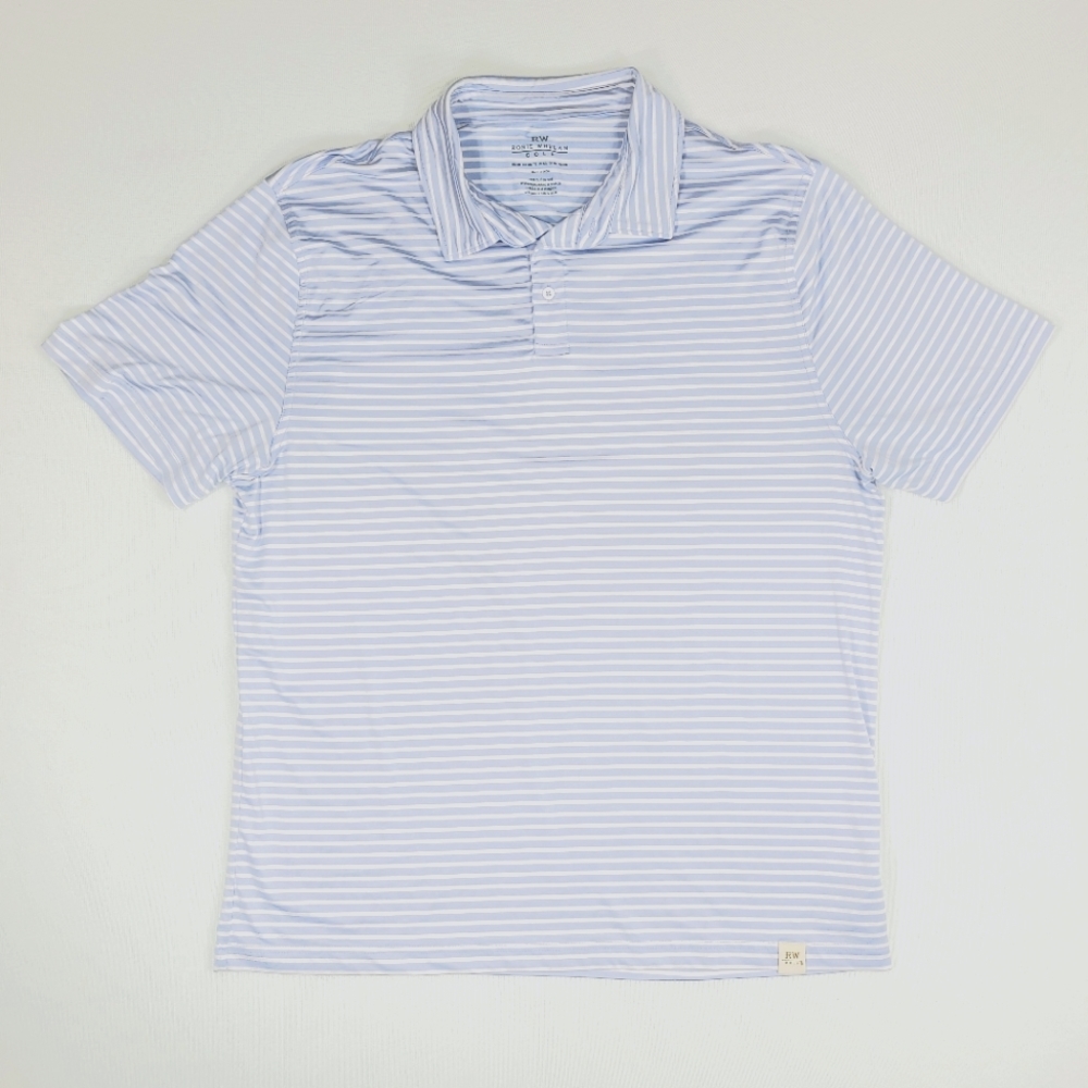 RW Rorie Whelan Men's Golf Polo Shirt Short Sleeve Blue White Strips Size XXL